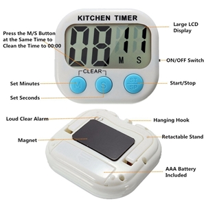 2PCS Digital Kitchen Timer & Stopwatch, Large LCD Display Digits