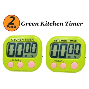 2 Pack Green Digital Kitchen Timer Magnetic Cooking LCD - Food Household