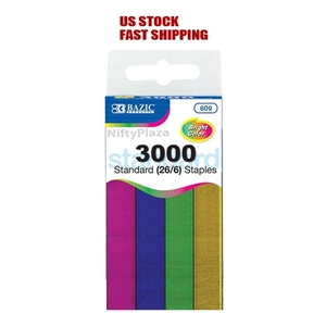 Metallic Color Standard Staples (26/6) - 3000 Ct Chisel Point Staples