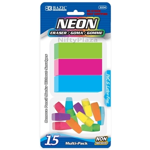 Neon Cap Colored Pencil Eraser Sets Wedge Soft And Non Abrasive 12 Per –