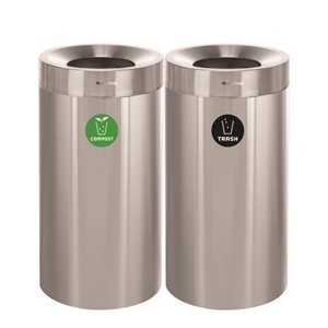 27 Gallon Stainless Steel Compost Bin and Trash Can, Brushed Stainless Steel