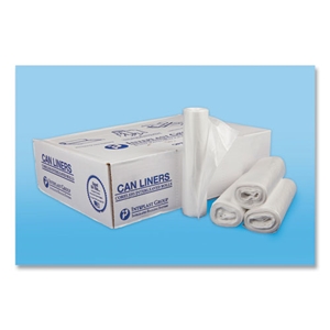 High-Density Commercial Can Liners, 30 gal, 13 mic, 30" x 37", Clear, Interleaved Roll, 25 Bags/Roll, 20 Rolls/Carton