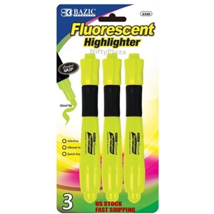 BAZIC Mini Highlighter w/ Pocket Clip, Assorted Color Chisel Tip