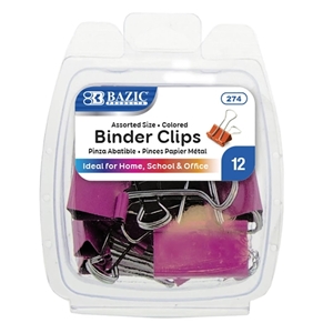 Assorted Size Pink Color Binder Clip (12/Pack) Efficient