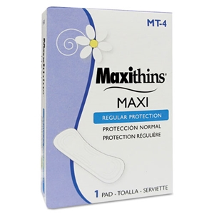 HOSPECO Maxithins Vended Sanitary Napkins #4, Maxi, 250 Individually Boxed Napkins/carton