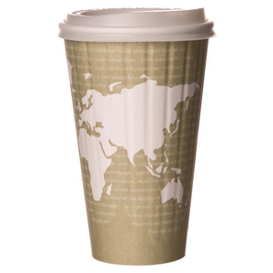 EcoProduct World Art Renewable And Compostable Insulated Hot Cups, Pla, 16 Oz, 40/packs, 15 Packs/carton
