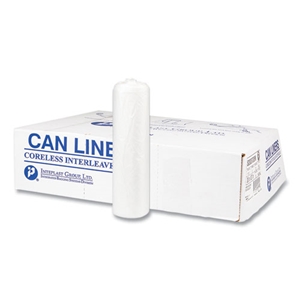 High-Density Commercial Can Liners, 30 gal, 8 mic, 30" x 37", Clear, Interleaved Roll, 25 Bags/Roll, 20 Rolls/Carton