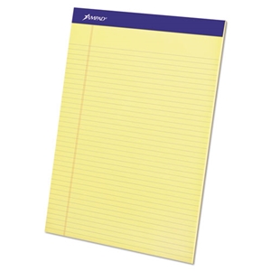 Ampad Perforated Writing Pads, Narrow Rule, 50 Canary-Yellow 8.5 X 11.75 Sheets, Dozen