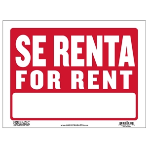 BAZIC Se Renta Sign 9"x12" Durable Plastic, Weatherproof Bright and Highly Visible