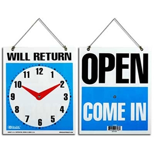 Will Return Sign Open Sign 2 Pack Double Side Will Return Clock//Date Sign /& Open