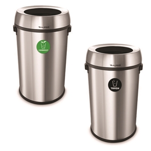 17 Gallon Stainless Steel Open Top Compost and Trash Station