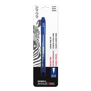 ZebraPen Zensations Brush Pen, Brush Tip, Black Water-Resistant Ink - Super Fine Tip - Zebra Pen