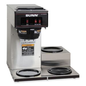 BUNN VP17-3 12-Cup Pour-Over Coffee Maker with Three Warmers, Stainless Steel/Black