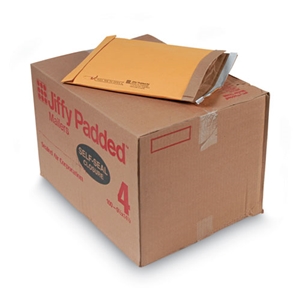 Sealed Air Jiffy Padded Mailer, #4, Paper Padding, Self-Adhesive Closure, 9.5 x 14.5, Natural Kraft, 100/Carton