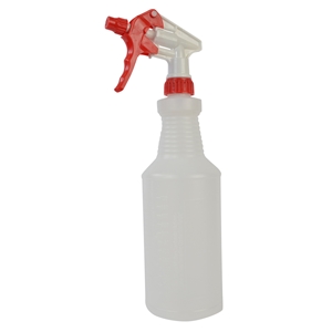 1104 TRIGGER SPRAYER W/32-OZ BOTTLE P/E CLR W/RED & WHITE 12/12