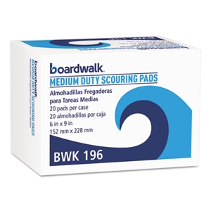 Boardwalk Medium Duty Scour Pad, 6 x 9, Green, 20/Carton