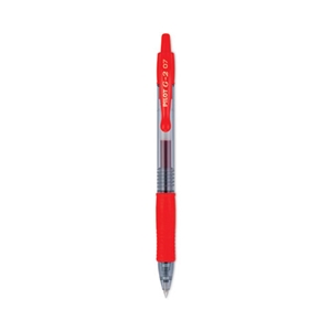 Pilot G2 Premium Gel Pen, Retractable, Fine 0.7 mm, Red Ink, Smoke/Red Barrel, Dozen