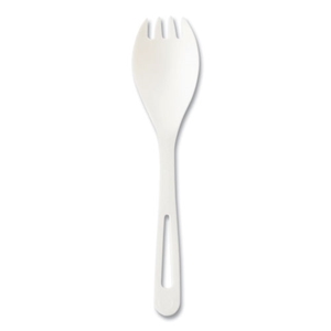 World Cent TPLA Compostable Cutlery, Spork, White, 1,000/Carton