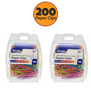 200-Count 2 Inch Assorted Colors Vinyl Coated Wire NiftyPlaza Jumbo Paper Clips 