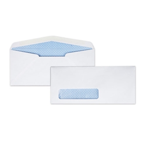 QualityPrk Security Tint Window Envelope, #10, Bankers Flap, Gummed Closure, 4.13 x 9.5, White, 500/Box