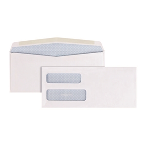 QualityPrk Double Window Security-Tinted Check Envelope, #10, Commercial Flap, Gummed Closure, 4.13 X 9.5, White, 500/box