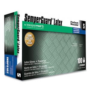 SemprGuard Latex Gloves, Cream, Small, 100/Box, 10 Boxes/Carton