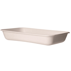 Vanguard Worldview Renewable and Compostable Sugarcane Take-Out Containers, 10.47 x 10.47 x 1.76, White, 200/Carton
