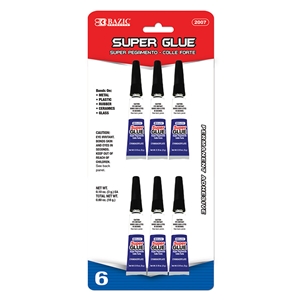 BAZIC 0.10 oz (3g) Super Glue Excellent Quality 6 Count Bonds to Metal, Plastic, Rubber and Ceramics