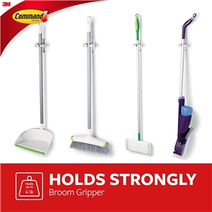 New B15 Holds Up To 4 lbs Damage-Free Hanging Details about   Command White Broom Gripper 