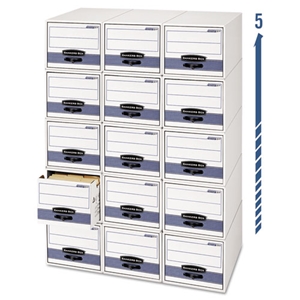 BankersBox Stor/drawer Steel Plus Extra Space-Savings Storage Drawers, Legal Files, 17" X 25.5" X 11.5", White/blue, 6/carton