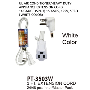 POWTECH Heavy duty 20 FT Air Conditioner and Major Appliance Extension Cord UL  Listed 14 Gauge 125V 15 Amps 1875 Watts GROUNDED 3-PRONGED CORD CECOMINOD071500