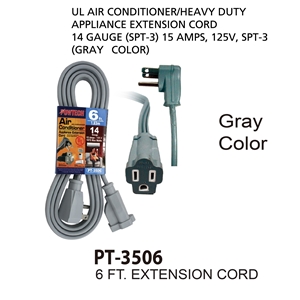 15 Amps 125V POWTECH Heavy duty 6 FT Air Conditioner and Major Appliance Extension Cord UL Listed 14 Gauge 1875 Watts GROUNDED 3-PRONGED CORD 