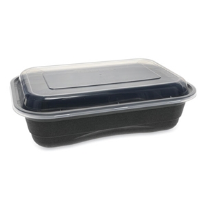Pactiv EarthChoice Versa2Go Microwaveable Container, 36 oz, 8.4 x 5.6 x 2, Black/Clear, Plastic, 150/Carton