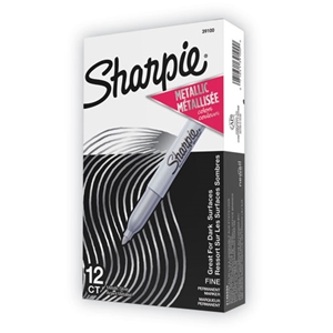 Sharpie Metallic Fine Point Permanent Markers, Fine Bullet Tip, Metallic Silver, Dozen