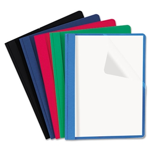 Universal Clear Front Report Cover, Prong Fastener, 0.5" Capacity, 8.5 X 11, Clear/assorted, 25/box