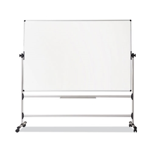 MasterVisi Earth Silver Easy Clean Mobile Revolver Dry Erase Boards, 48 x 70, White Surface, Silver Steel Frame