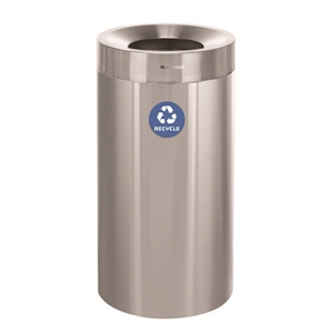 27 Gallon Stainless Steel Recycling Can, Brushed Stainless Steel