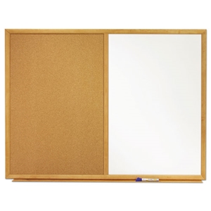 Quartet Bulletin/Dry-Erase Board, Melamine/Cork, 48 x 36, Brown/White Surface, Oak Finish Frame