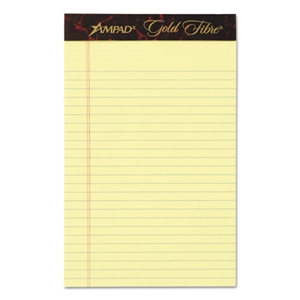 Ampad Gold Fibre Quality Writing Pads, Medium/college Rule, 50 Canary-Yellow 5 X 8 Sheets, Dozen