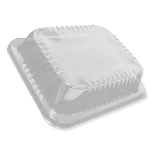 DurablePak Dome Lids for 12.63 x 10.5 Oblong Containers, 1.5" Half Size Steam Table Pan Lid, Low Dome, Clear, Plastic, 100/Carton