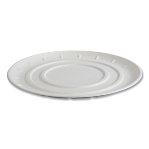 Vanguard Molded Fiber Pizza Tray, 14" dia, White, Sugarcane, 50/Carton