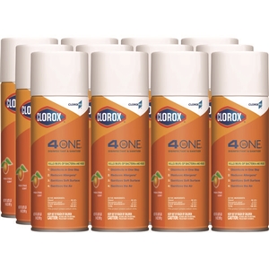 Clorox 4-In-One Disinfectant And Sanitizer, Citrus, 14 Oz Aerosol Spray, 12/carton