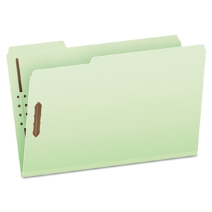 Pendaflex Heavy-Duty Pressboard Folders with Embossed Fasteners, 1/3-Cut Tabs, 2" Expansion, 2 Fasteners, Legal Size, Green, 25/Box