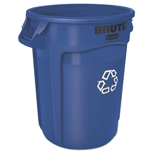 Brute Recycling Container, 32 gal, Polyethylene, Blue