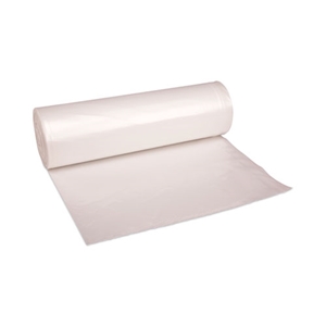 Boardwalk High-Density Can Liners, 45 gal, 10 mic, 40" x 46", Natural, Perforated Roll, 25 Bags/Roll, 10 Rolls/Carton
