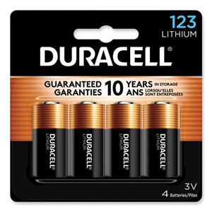 Duracell Specialty High-Power Lithium Batteries, 123, 3 V, 4/pack