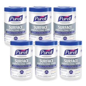 PURELL Professional Surface Disinfecting Wipes, 1-Ply, 7 x 8, Fresh Citrus, White, 110/Canister, 6 Canisters/Carton
