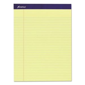 Ampad Legal Ruled Pads, Narrow Rule, 50 Canary-Yellow 8.5 X 11.75 Sheets, 4/pack