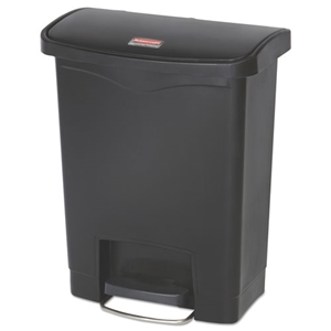 Slim Jim Streamline Resin Step-On Container, Front Step Style, 8 gal, Polyethylene, Black