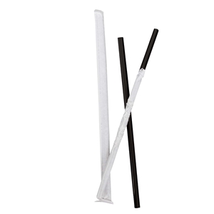 Prime Source Paper Wrapped Jumbo Straw, Black, 7.75", 1/CS/5000 10/BX/500
